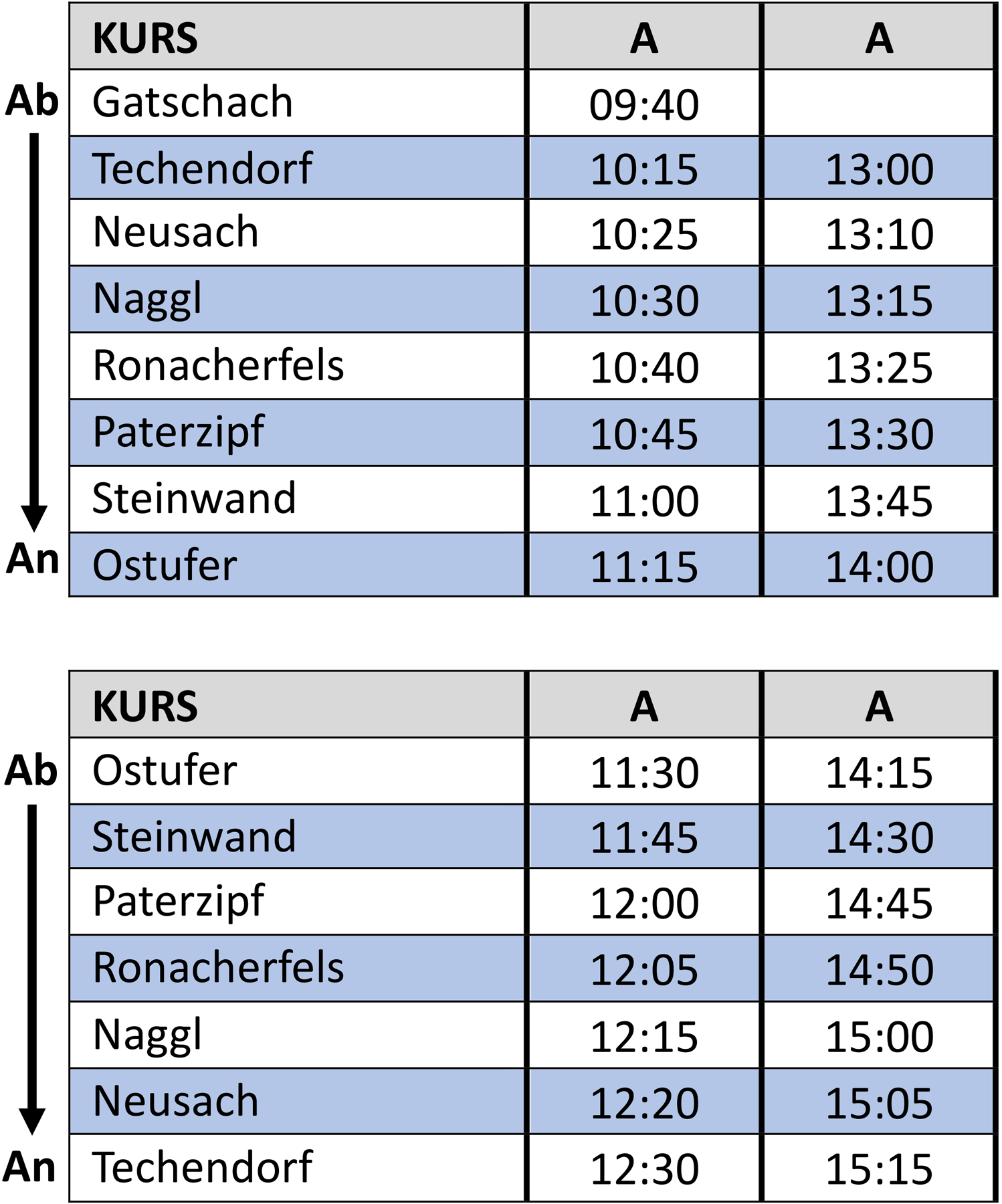 Timetable autumn 2023